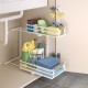 2 Tier Slide Out Under Sink Organizers And Storage Height Adjustable Wooden Handle Pull Out Cabinet Organizer Drawers White