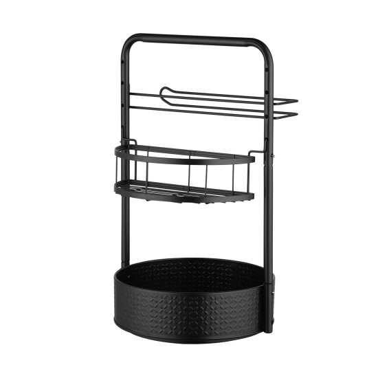 2-Tier Adjustable Lazy Susan Spice Rack, 360° Rotating Countertop Organizer with Removable Towel Holder & Semi-Circle Basket