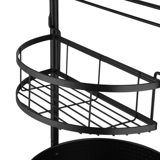 2-Tier Adjustable Lazy Susan Spice Rack, 360° Rotating Countertop Organizer with Removable Towel Holder & Semi-Circle Basket