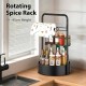 2-Tier Adjustable Lazy Susan Spice Rack, 360° Rotating Countertop Organizer with Removable Towel Holder & Semi-Circle Basket