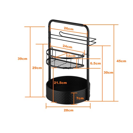 2-Tier Adjustable Lazy Susan Spice Rack, 360° Rotating Countertop Organizer with Removable Towel Holder & Semi-Circle Basket
