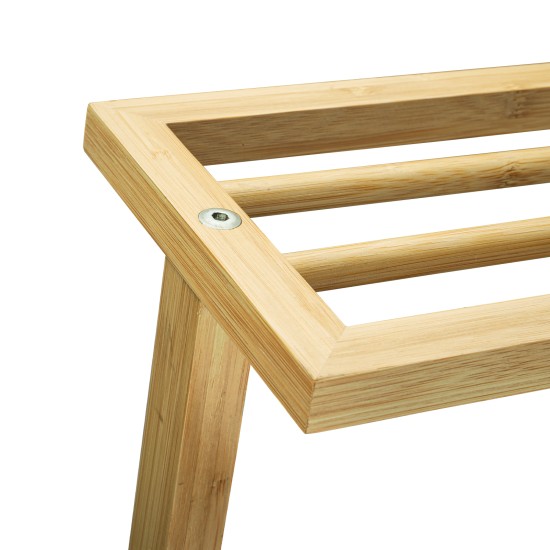 Bamboo Towel Bar Holder Rack 2 Tiers Freestanding Drying Storage