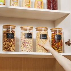 6PCs Airtight Glass Preserving Jars Lids Food Tea Coffee Bean Storage Containers