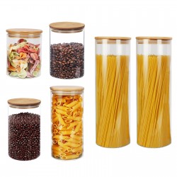 6PCs Airtight Glass Preserving Jars Lids Food Tea Coffee Bean Storage Containers