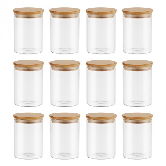 12PCs 300ml Airtight Glass Preserving Jar Food Tea Coffee Bean Storage Container