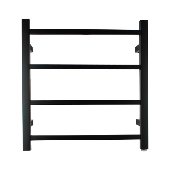 520Hx500Wx120D mm Square Matt Black Electric Heated Towel Rack 4 Bars