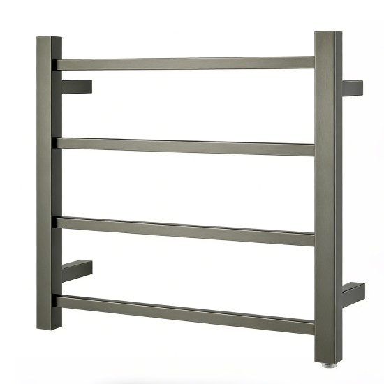 520Hx500Wx120D mm Gunmetal Grey Square Electric Heated Towel Rack 4 Bars