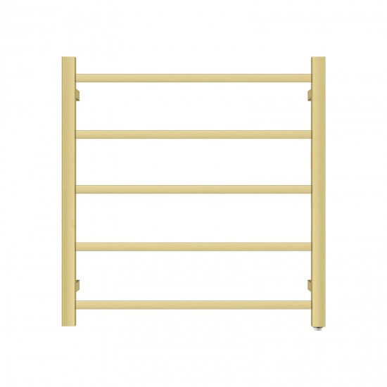 530Hx600Wx120Dmm Brushed Yellow Gold Electric Heated Towel Rack 5 Bars