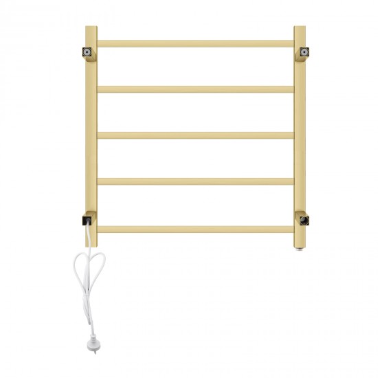 530Hx600Wx120Dmm Brushed Yellow Gold Electric Heated Towel Rack 5 Bars