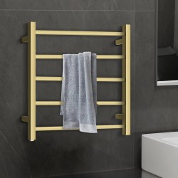530Hx600Wx120Dmm Brushed Yellow Gold Electric Heated Towel Rack 5 Bars
