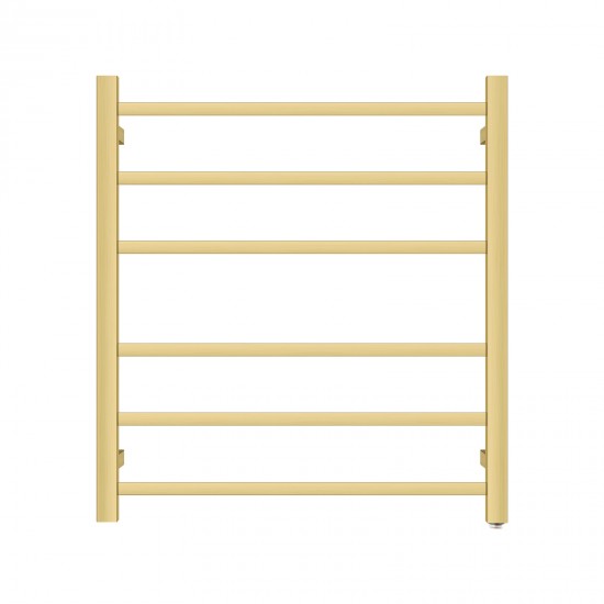 674Hx620Wx120D Brushed Yellow Gold Electric Heated Towel Rack 6 Bars