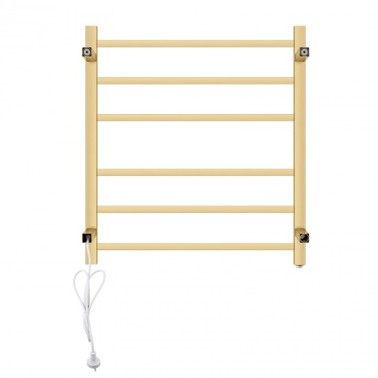 674Hx620Wx120D Brushed Yellow Gold Electric Heated Towel Rack 6 Bars