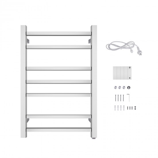 800Hx400Wx120D mm Square Chrome Electric Heated Towel Rail 7 Bars