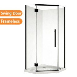 1000*1000*2050mm Black Frameless Diamond Shower Box