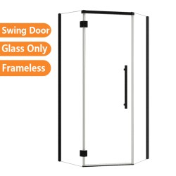 1000*1000*2000mm Black Frameless Diamond Shower Door & Return Panel